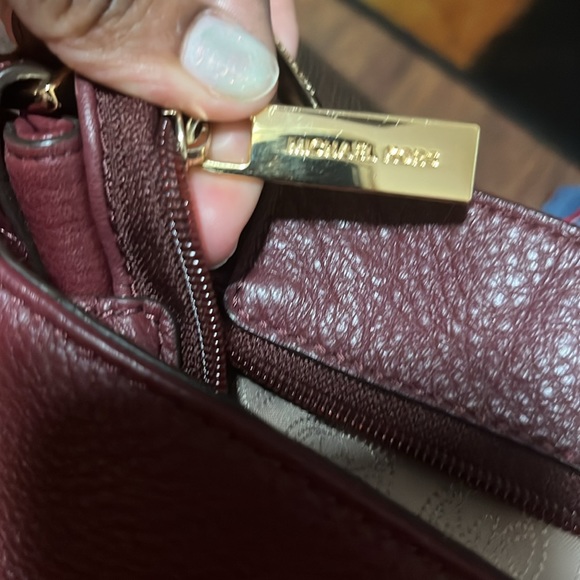 Michael Kors Burgundy Pebble Leather Hobo Shoulder Bag - Picture 8 of 14